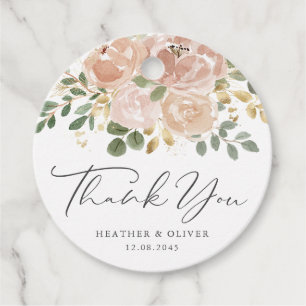 Boho Watercolor Mauve Blume Hochzeit Vielen Dank Geschenkanhänger