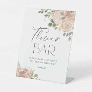 Boho Watercolor Mauve Peach Blume Blume Bar Sockelschild