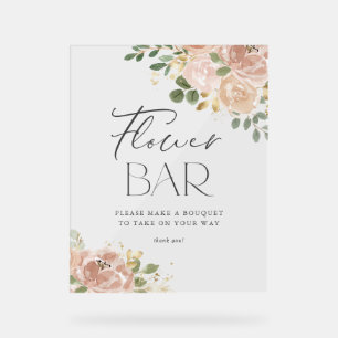 Boho Watercolor Mauve Peach Blume Floral Bar Acrylschild