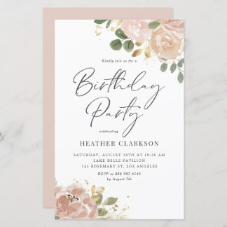 Boho Watercolor Mauve Peach Blume Geburtstagsparty