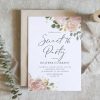 Boho Watercolor Mauve Peach Blume Sweet 16 Party