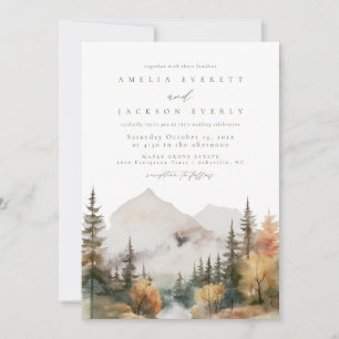 Boho Watercolor Mountain Wedding Einladung