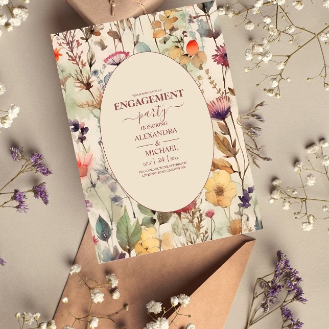 Boho Watercolor Mute Tones Wildblumen Hochzeit Einladung (Von Creator hochgeladen)