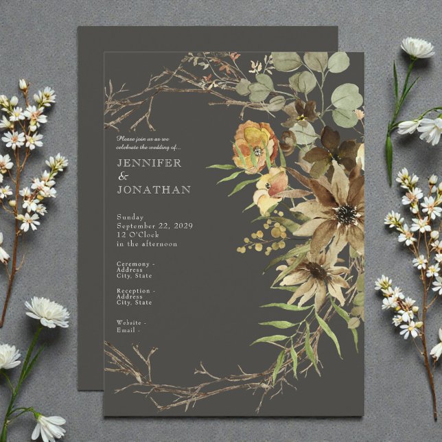 Boho Watercolor Neutral Colors Wedding Invitation Einladung (Von Creator hochgeladen)