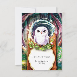 Boho Watercolor Owl Geburtstag Dankeskarte
