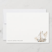 Boho Watercolor Palm Sailboat Seascape Wedding