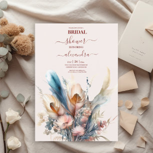 Boho Watercolor Pampas Grass Bridal Einladung