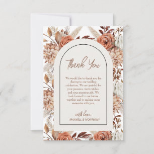 Boho Watercolor Pampas Wedding Dankeschön Karte