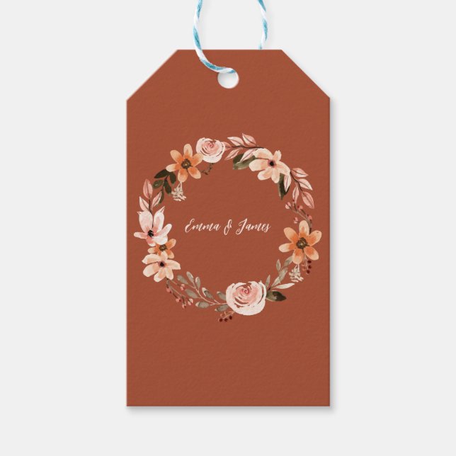 Boho Watercolor Personalisierte Geschenktafel Geschenkanhänger (Vorderseite)