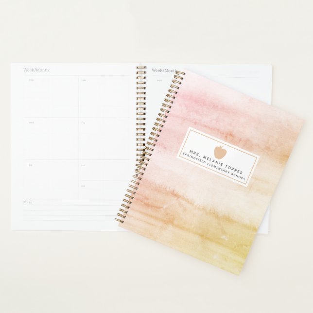 Boho Watercolor Pink Apple Lehrer Planer (Anzeige)