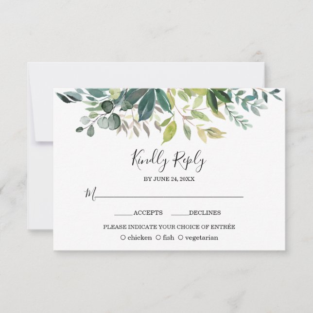 Boho Watercolor Pink Blush Blume Hochzeit RSVP Karte (Vorderseite)