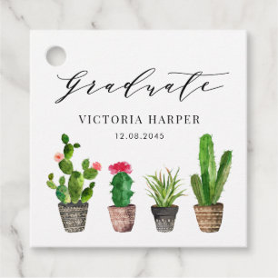 Boho Watercolor Potted Cactus Abschluss Geschenkanhänger