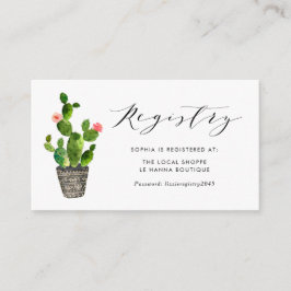 Boho Watercolor Potted Cactus Baby Shower Registry Begleitkarte