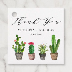 Boho Watercolor Potted Cactus Wedding Vielen Dank Geschenkanhänger