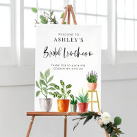 Boho Watercolor Potted Houseplant Bridal Luncheon