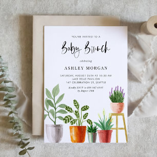 Boho Watercolor Potted Pflanze Baby Brunch Einladung