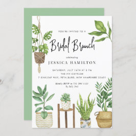 Boho Watercolor Potted Pflanze Bridal Brunch Einladung