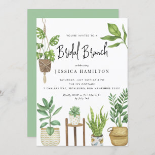 Boho Watercolor Potted Pflanze Bridal Brunch Einladung
