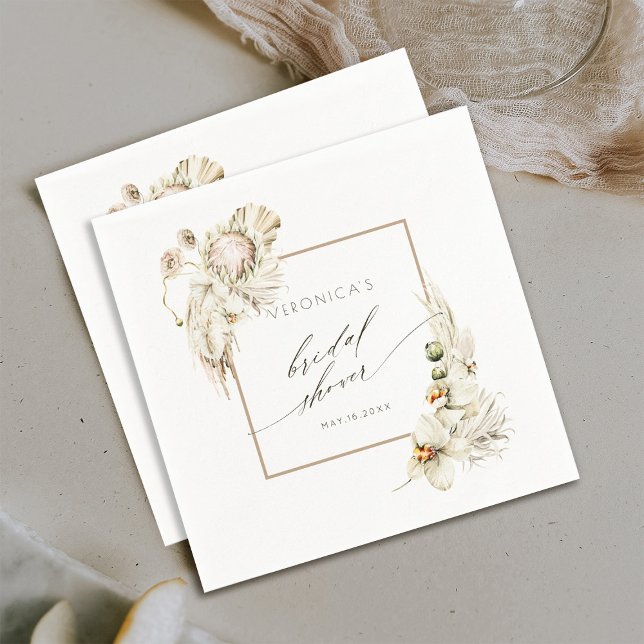 Boho Watercolor Protea Orchid Brautparty Serviette (Von Creator hochgeladen)