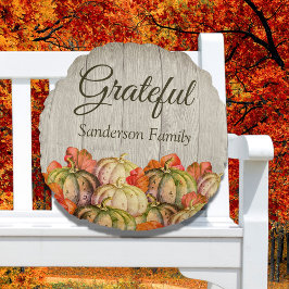 BOHO Watercolor Pumpkin Rundes Kissen