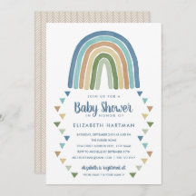 Boho Watercolor Rainbow Baby Dusche Blau