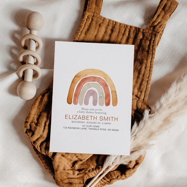 Boho Watercolor Rainbow Baby Dusche Einladung (Von Creator hochgeladen)