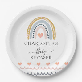 Boho Watercolor Rainbow Baby Dusche Pappteller