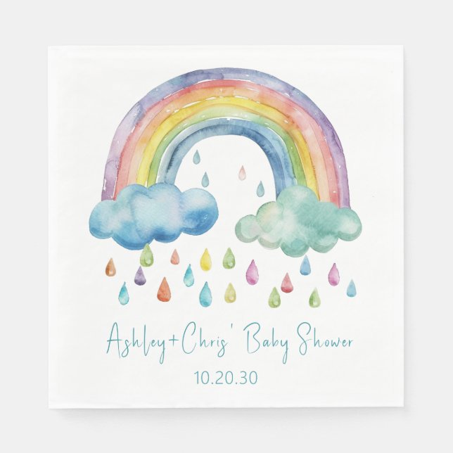 Boho Watercolor Rainbow Baby Dusche Serviette (Vorderseite)