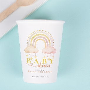 Boho Watercolor Rainbow Baby Girl Shower Pappbecher