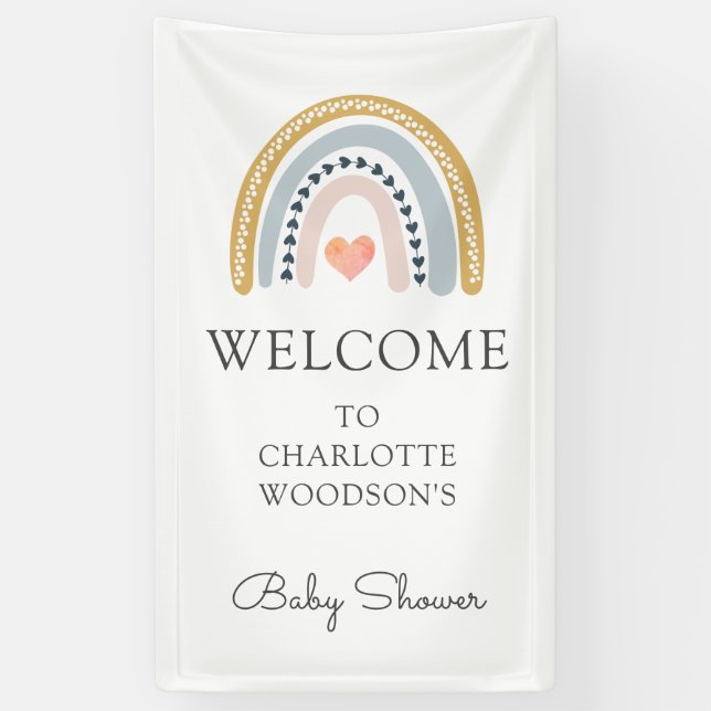 Boho Watercolor Rainbow Baby Showbanner Banner (Vertikal)