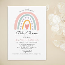Boho Watercolor Rainbow Baby Shower Girl