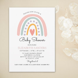 Boho Watercolor Rainbow Baby Shower Girl Einladung