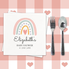 Boho Watercolor Rainbow Baby Shower Girl Serviette