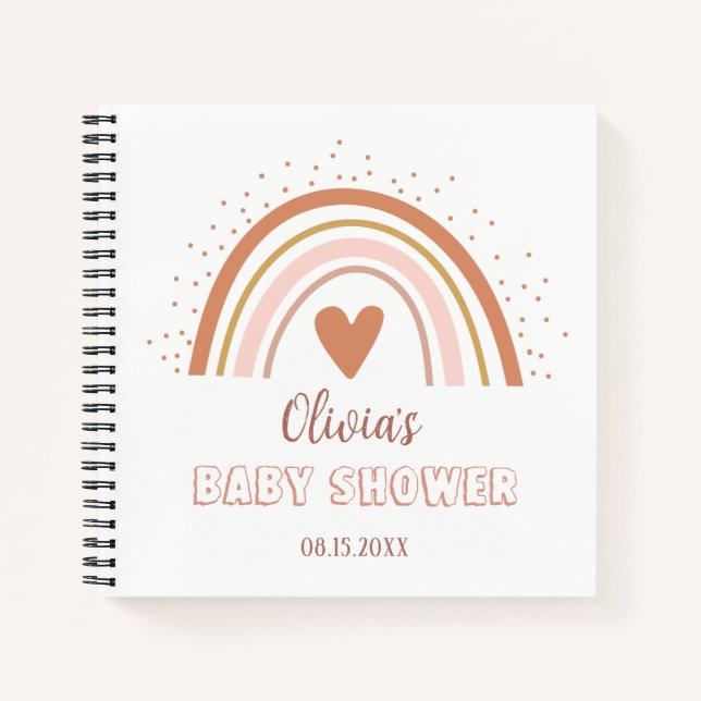 Boho Watercolor Rainbow Baby ShowGuest Notizbuch (Vorderseite)