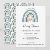 Boho Watercolor Rainbow Blue Baby Boy Dusche