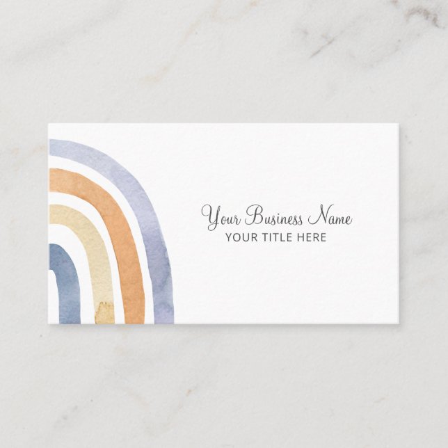Boho Watercolor Rainbow Business Card Visitenkarte (Vorderseite)