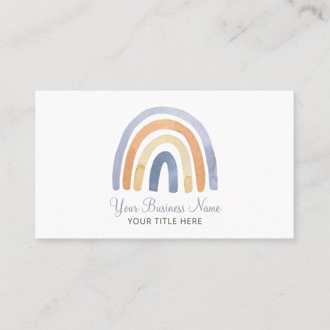 Boho Watercolor Rainbow Business Card Visitenkarte (Vorderseite)