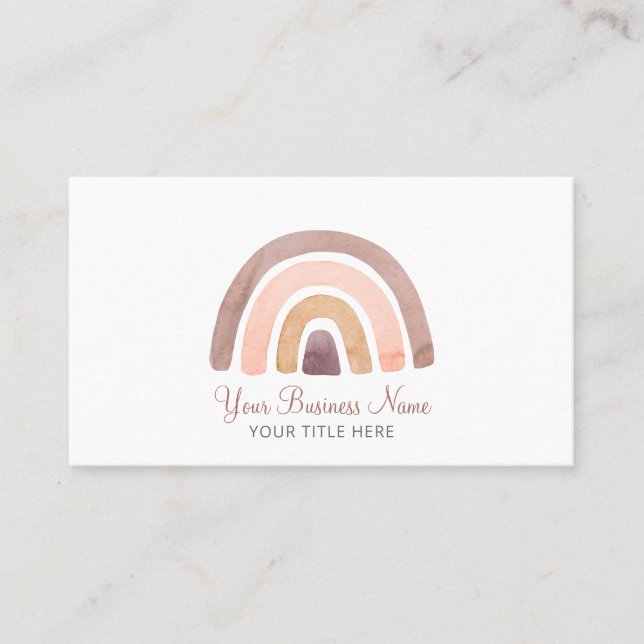Boho Watercolor Rainbow Business Card Visitenkarte (Vorderseite)