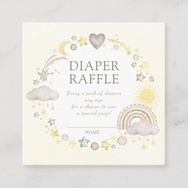 Boho Watercolor Rainbow Diaper Raffle Begleitkarte (Vorderseite)