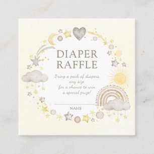 Boho Watercolor Rainbow Diaper Raffle Begleitkarte