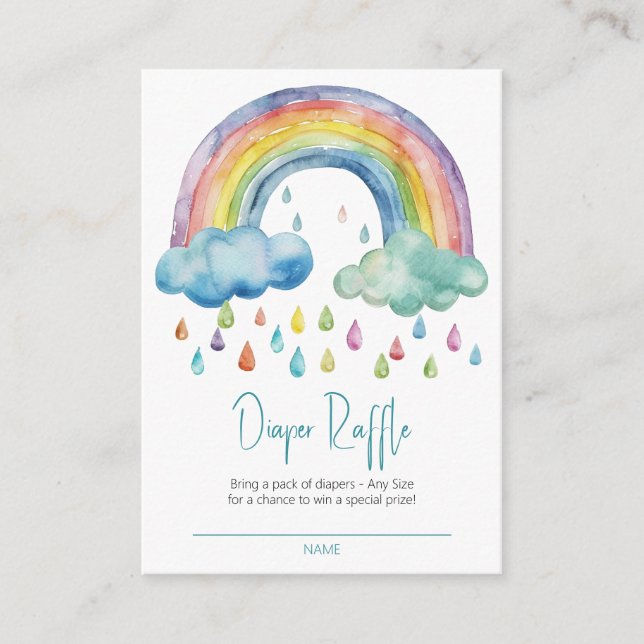 Boho Watercolor Rainbow Diaper Raffle Begleitkarte (Vorderseite)