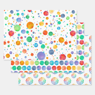 Boho Watercolor Rainbow Dot Wrapping Paper Set Geschenkpapier Set