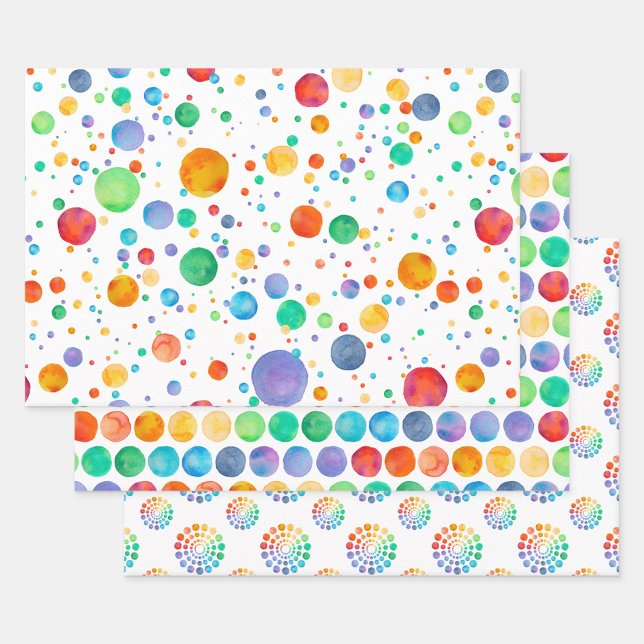Boho Watercolor Rainbow Dot Wrapping Paper Set Geschenkpapier Set (Von Creator hochgeladen)