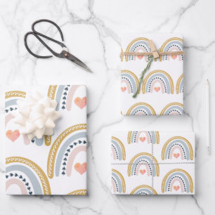 Boho Watercolor Rainbow Geschenkpapier Set