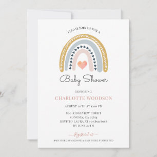 Boho Watercolor Rainbow Girl Baby Shower Einladung