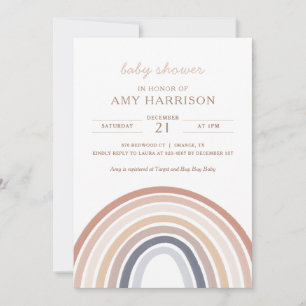 Boho Watercolor Rainbow Girl Baby Shower Einladung