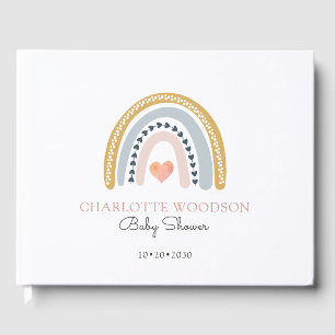 Boho Watercolor Rainbow Girl Baby Shower Gästebuch