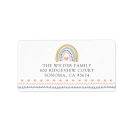 Boho Watercolor Rainbow Hearts Baby Showback Adressaufkleber