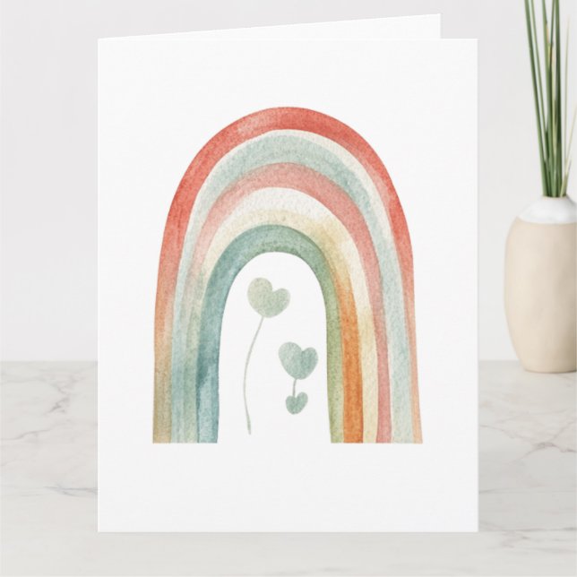 Boho Watercolor Rainbow Karte (Vorderseite)