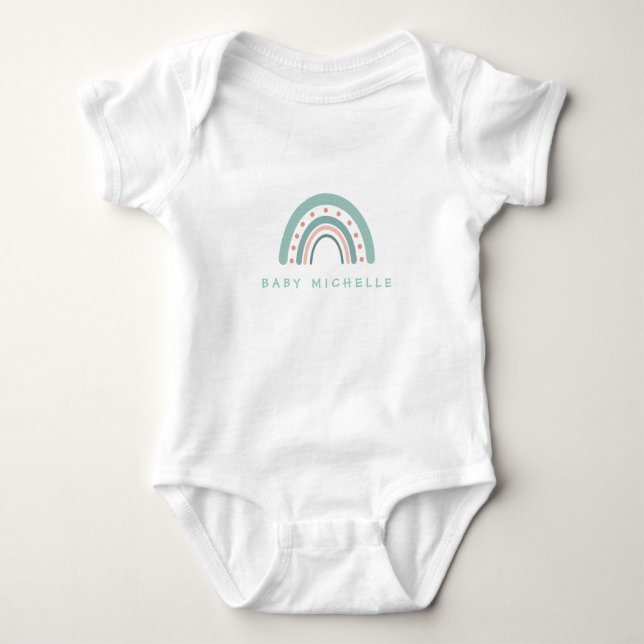 Boho Watercolor Rainbow Personalisiert Baby Strampler (Vorderseite)